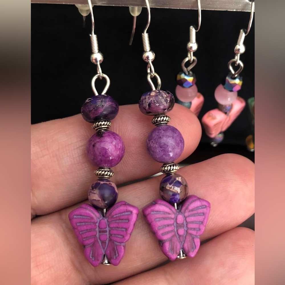 Artisan Handmade with love, dangling gorgeous beaded earrings.  One of a kind.